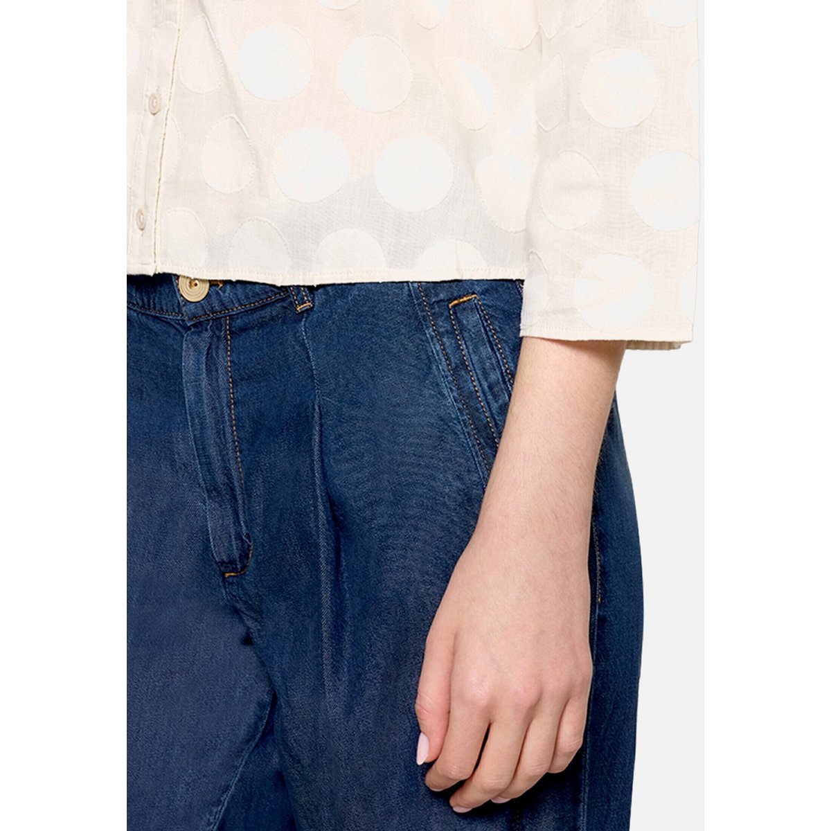 Chemisier oversize à col silky beige, CARTOON