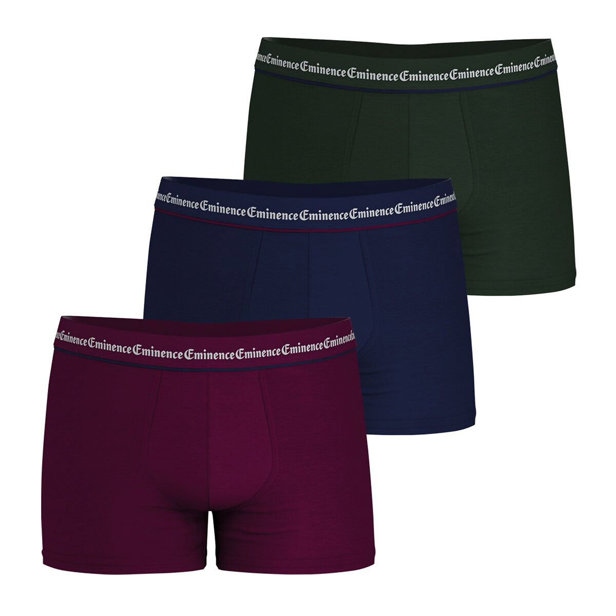 Confezione da 3 boxer Trio Business bordeaux + blu + kaki, EMINENCE