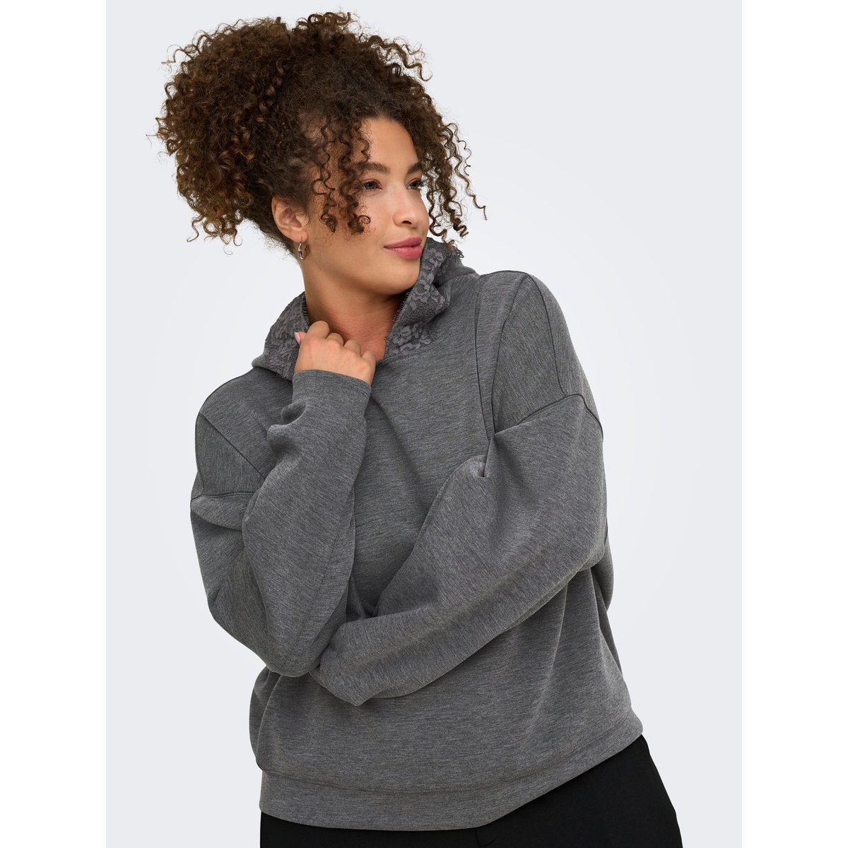 Sweat À Capuche dark grey melange 1, ONLY CARMAKOMA