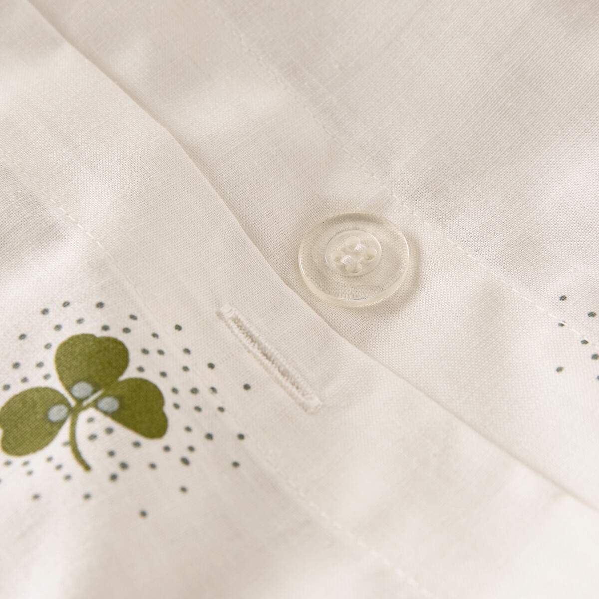 Parure da letto cotone riciclato al 30%, federa quadrata, stampa trifoglio, LUCKY CLOVER fantasia, LA REDOUTE INTERIEURS