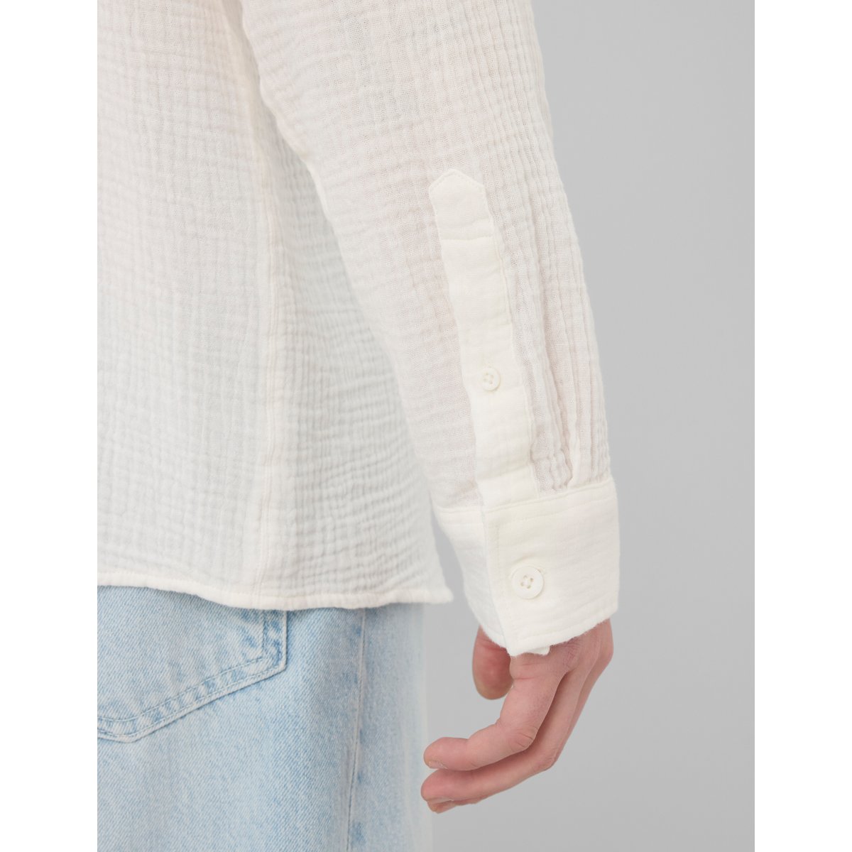 Chemise manches longues gaze de coton blanc écru, BZB