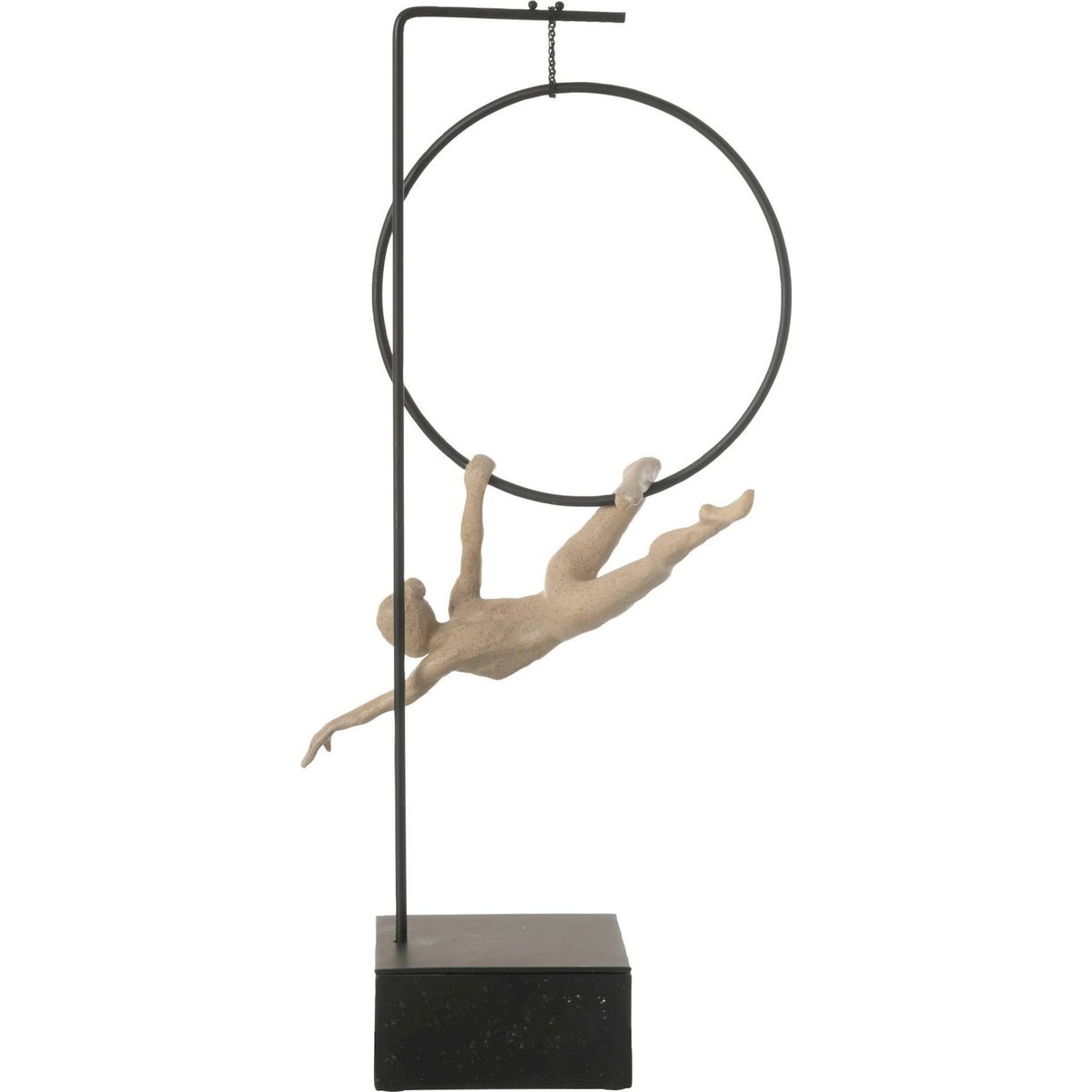 Figurine gymnaste au cerceau beige et noir, RECOLLECTION