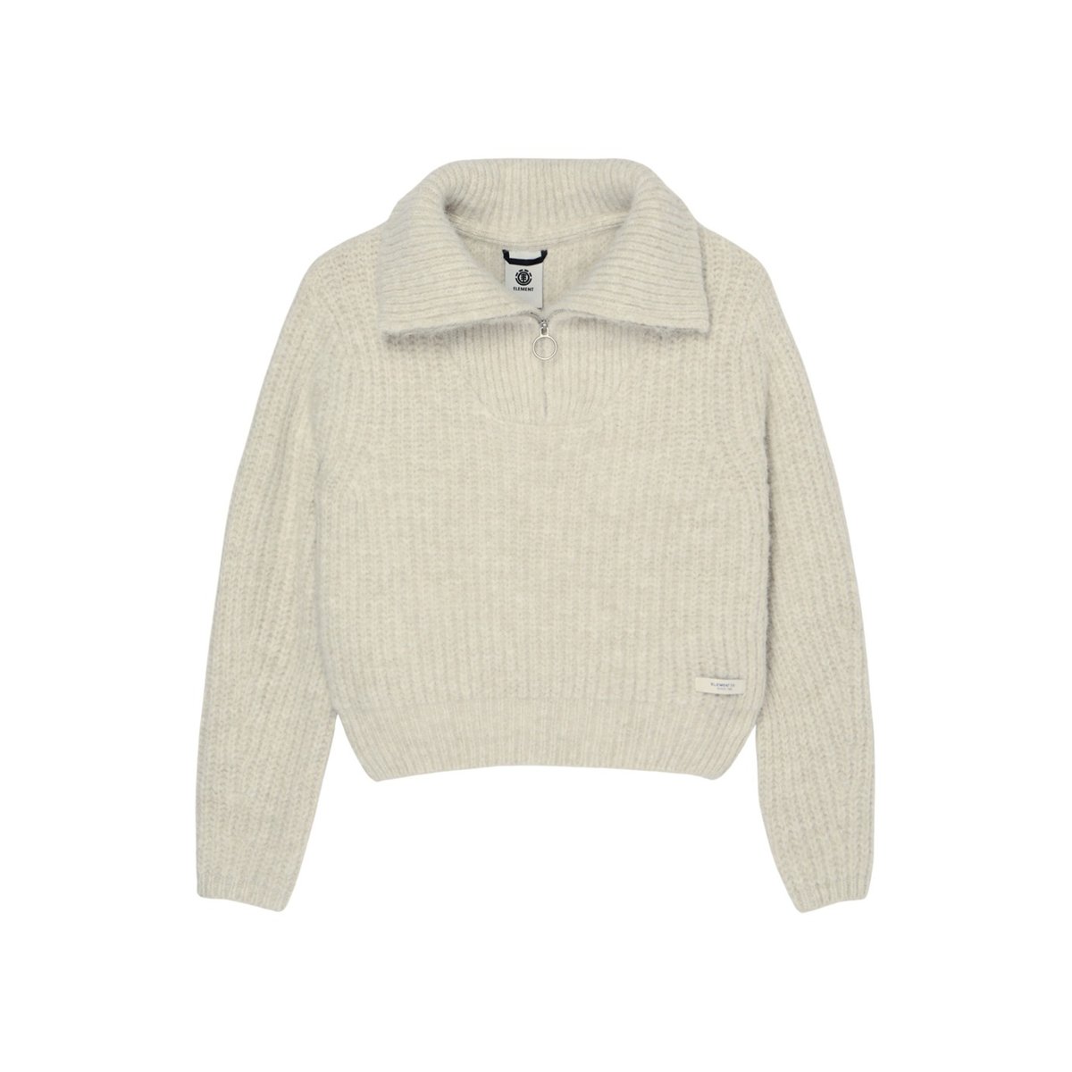 Pull HIGH NECK QUARTER beige humus heather, ELEMENT