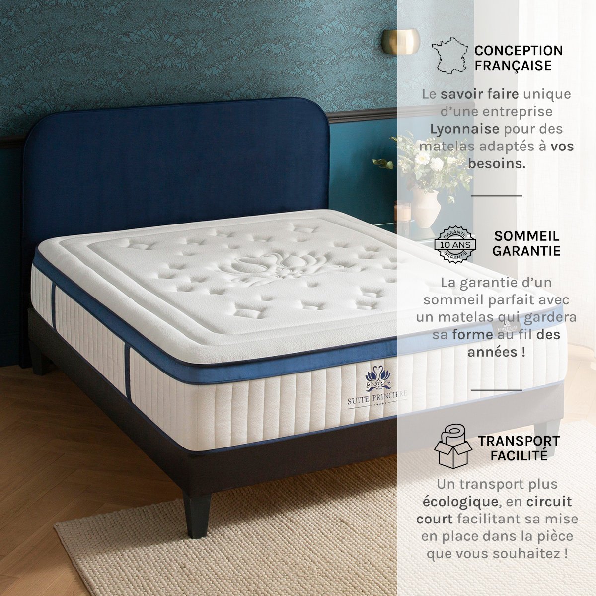 Matelas Micro-ressorts Suite Princière 140x190 cm Accueil Mousse Supersoft couleur unique, BELLECOUR