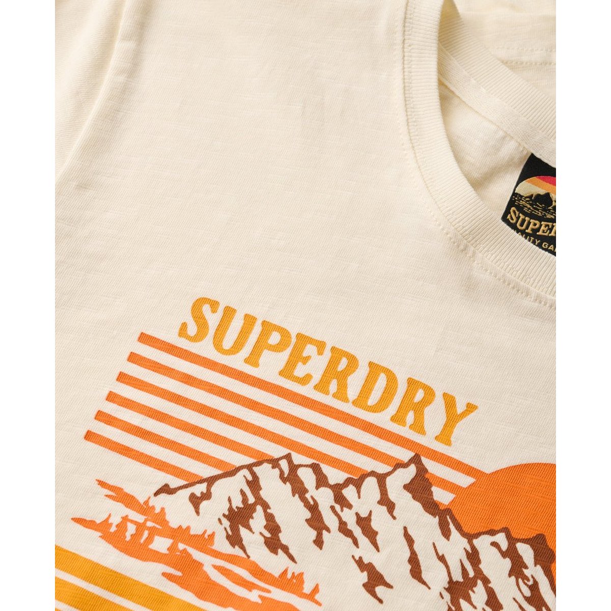 T-shirt ajusté à rayures Outdoor blanc pierre, SUPERDRY