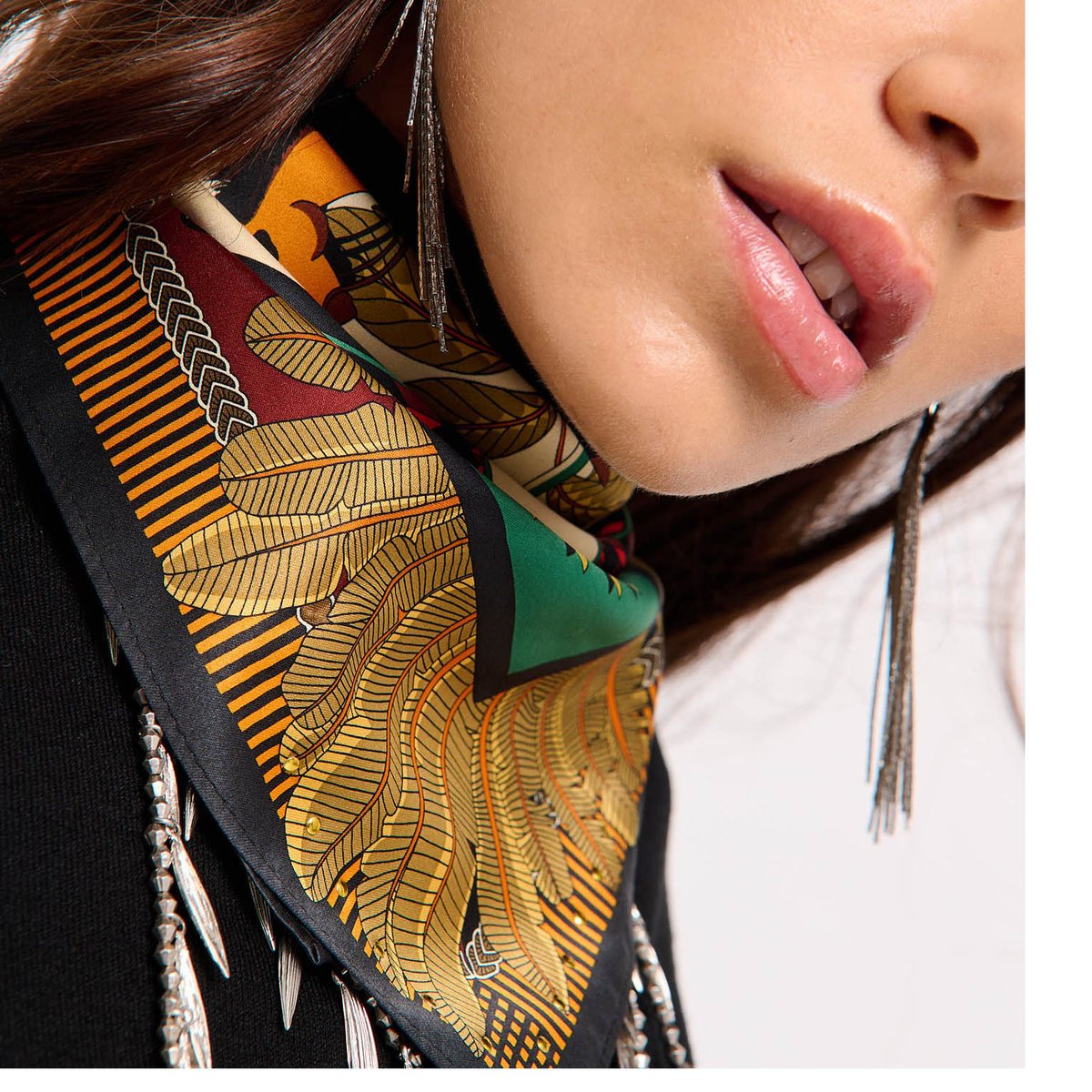 Mini Foulard à motifs MACHU PICHU noir, WILD