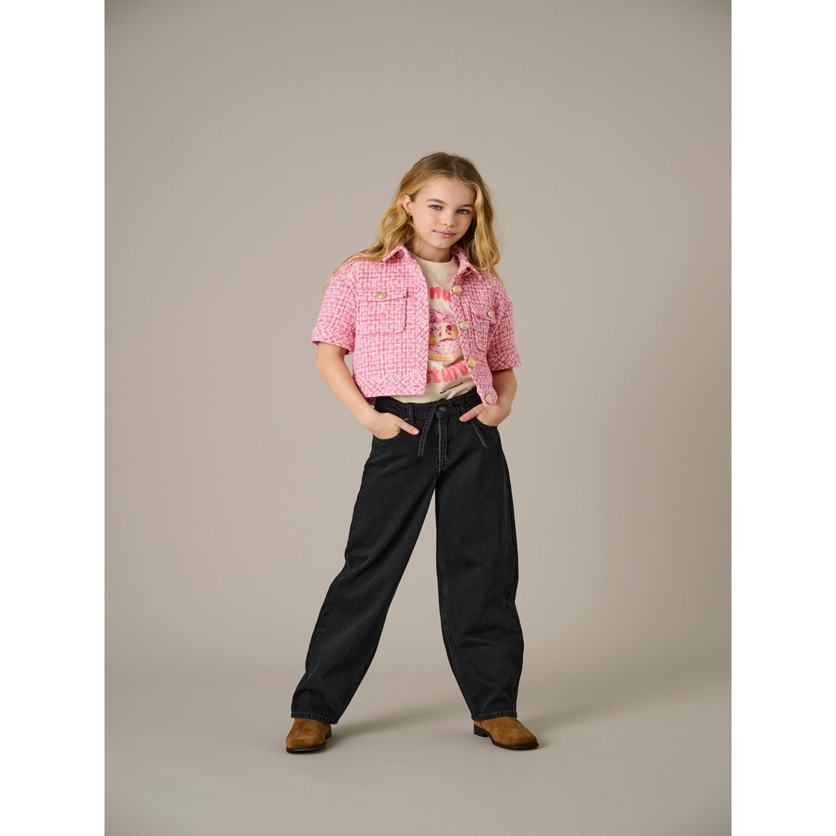 Jean Coupe Droite washed black, KIDS ONLY