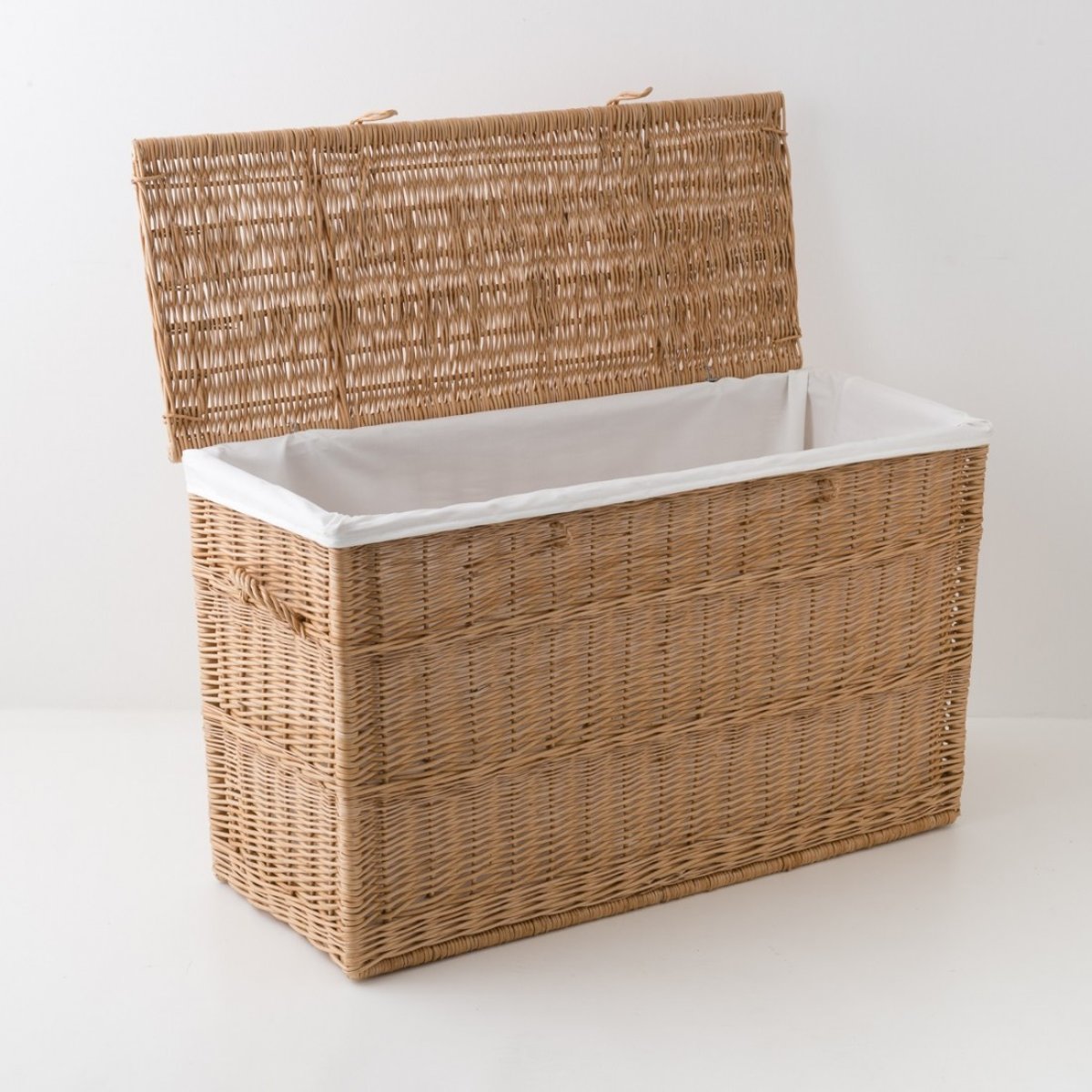 Coffre en osier avec garniture coton osier brun, KOK