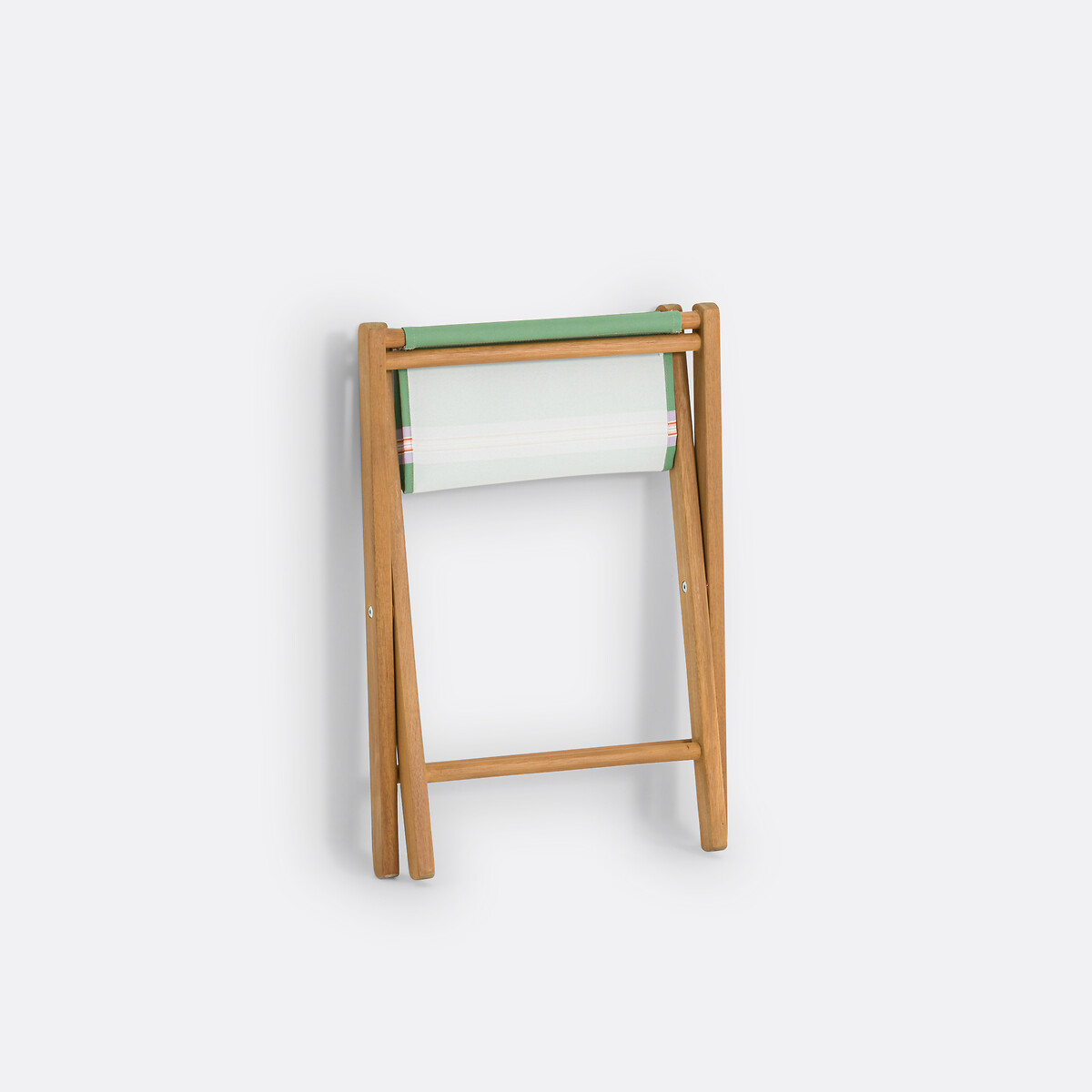 Taburete de productor, en acacia y lona, plegable, Veniza rayas verde, LA REDOUTE INTERIEURS