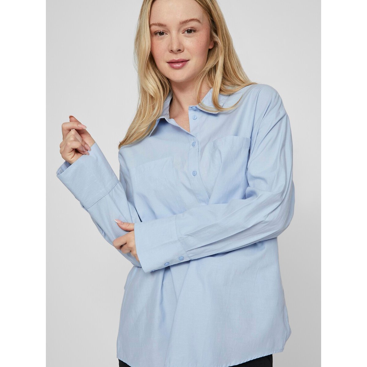 Oversized Pocket Blouse light blue, VILA