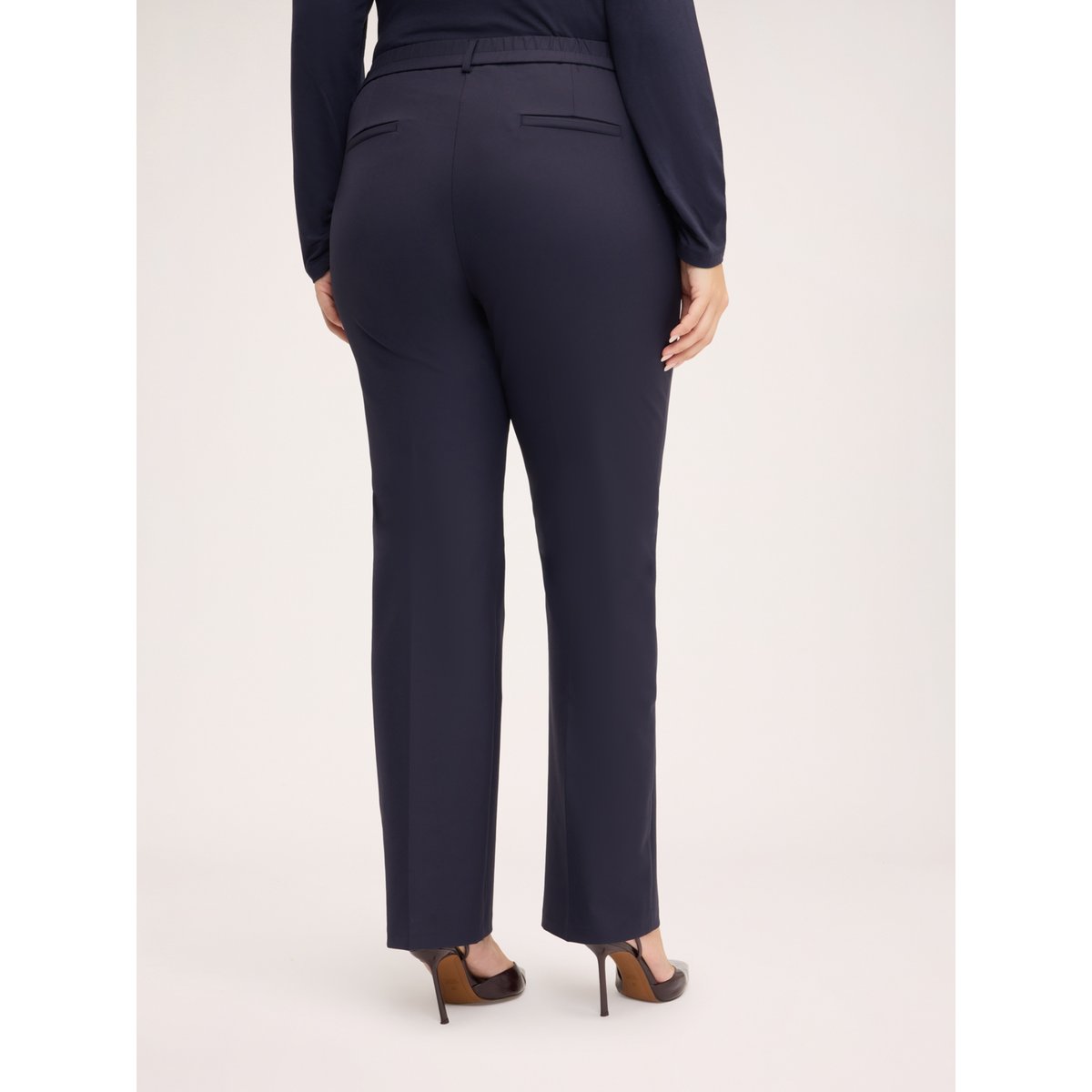 Pantalon regular avec bouton bijou bleu, FIORELLA RUBINO
