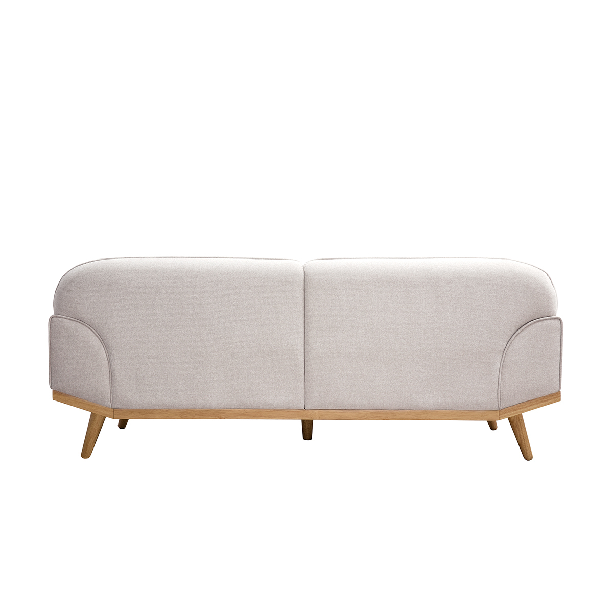 Canapé scandinave 3 places en tissu effet velours texturé beige et bois clair FREEMA beige, MILIBOO