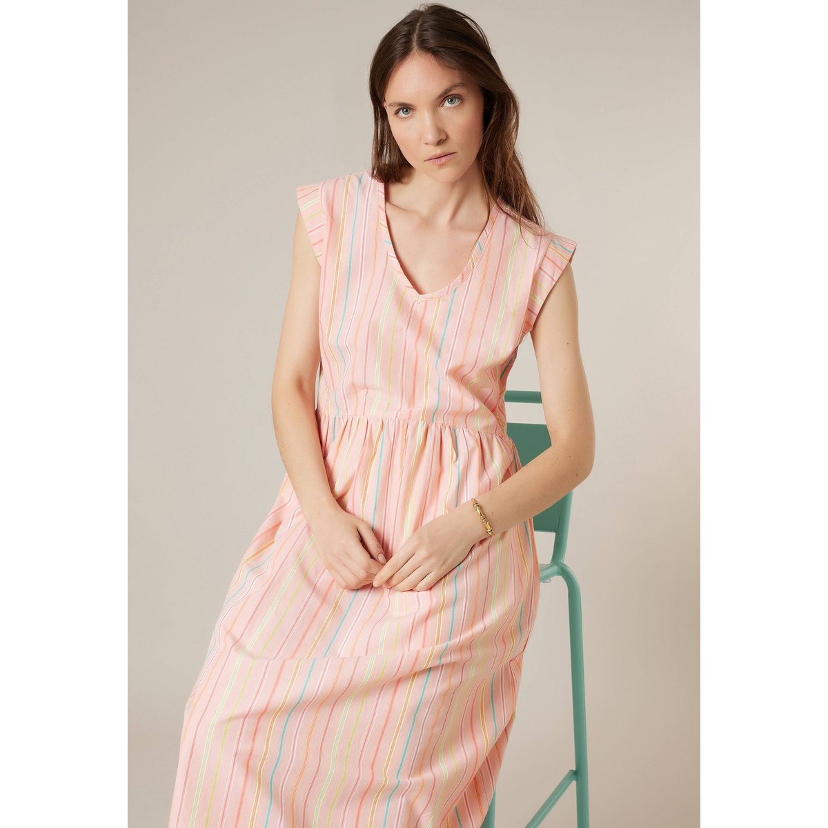 Robe babydoll femme en 100% coton BABETH peach, DEELUXE