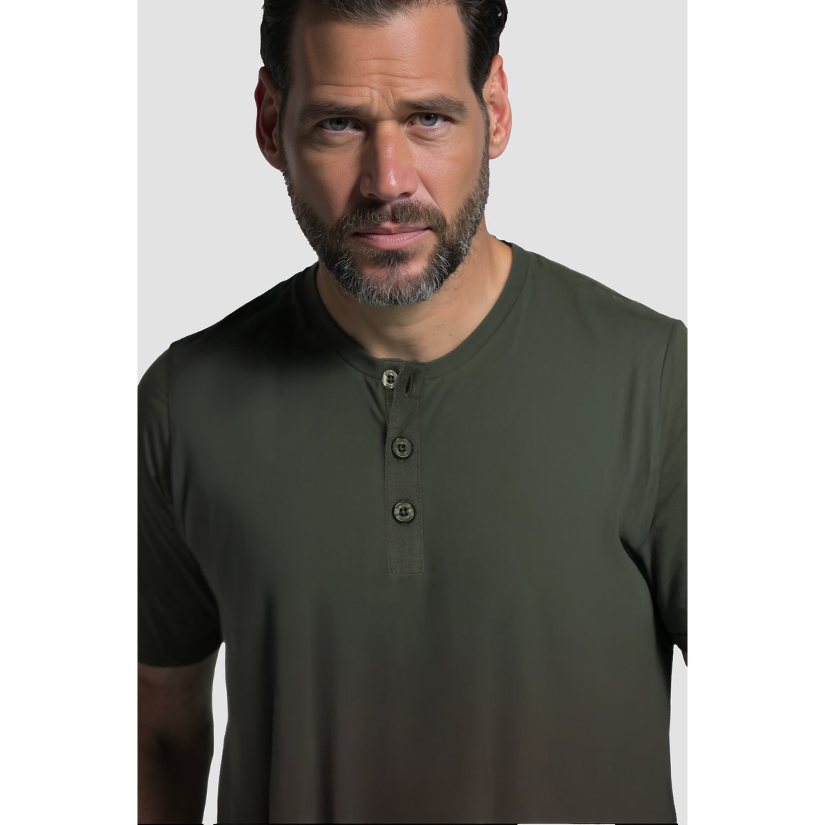 T-shirt Henley olive foncé, JP1880