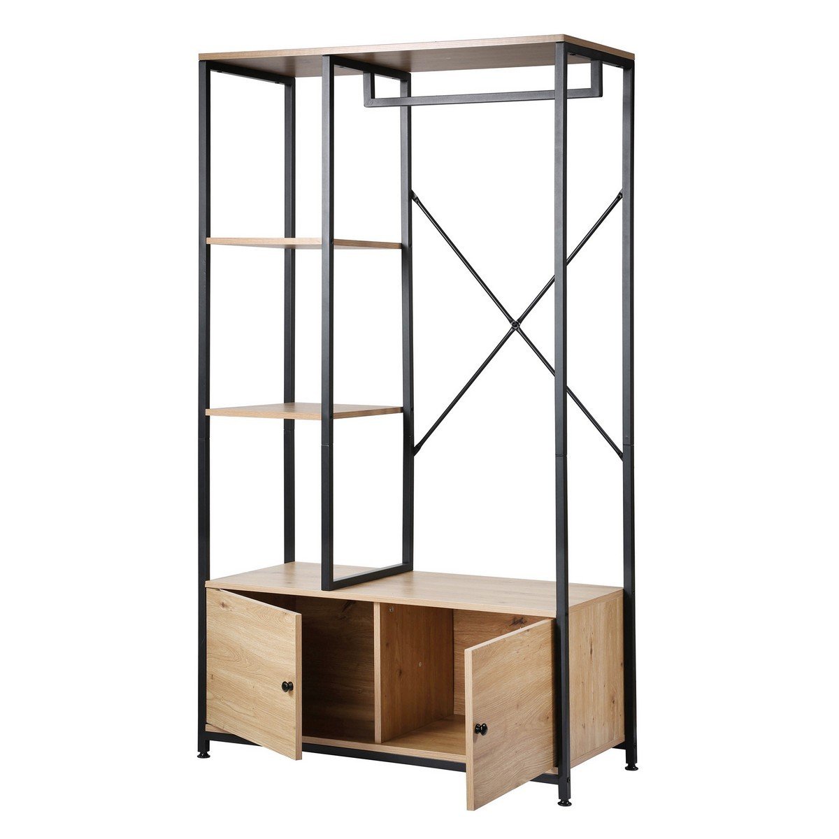 Penderie avec étagères et rangements 2 portes H167 cm - LENNY chêne, CALICOSY