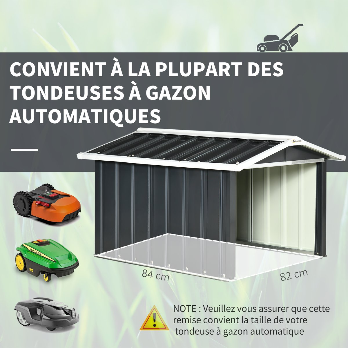 Abri pour tondeuse à gazon Acier Gris gris, OUTSUNNY
