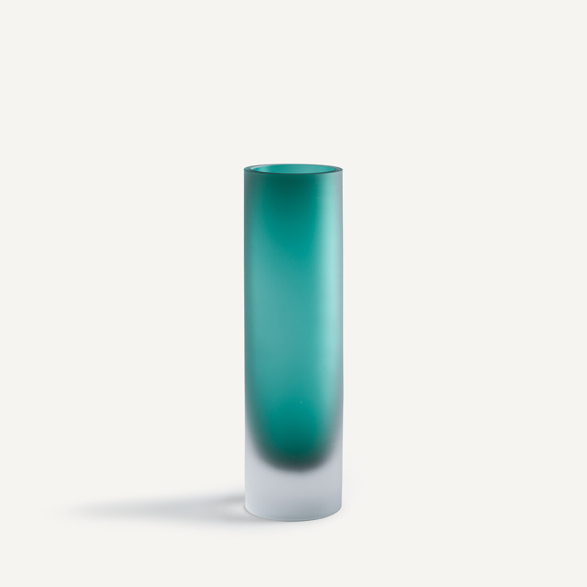 Audran Frosted Blown Glass Vase, Height 28cm teal green, AM.PM