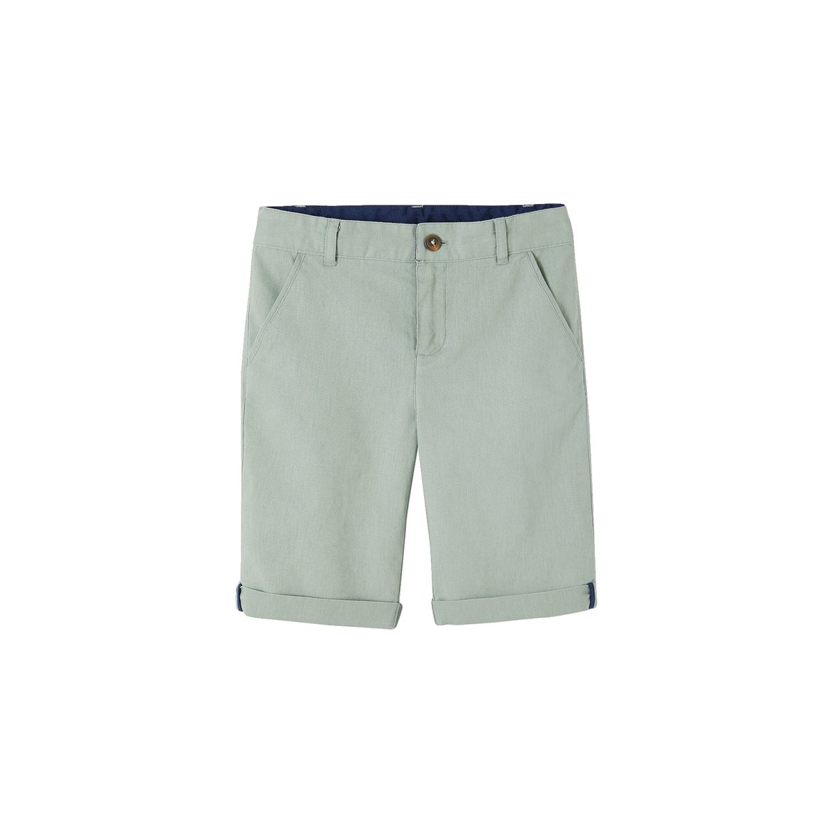 Bermuda en coton/lin vert sauge, VERTBAUDET