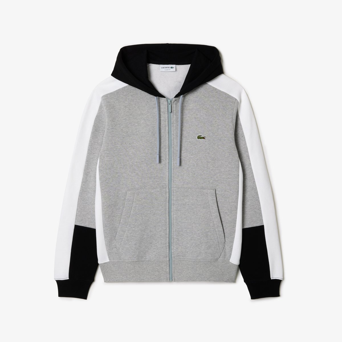 Sweatshirt zippé à capuche color-block gris-sj1, LACOSTE