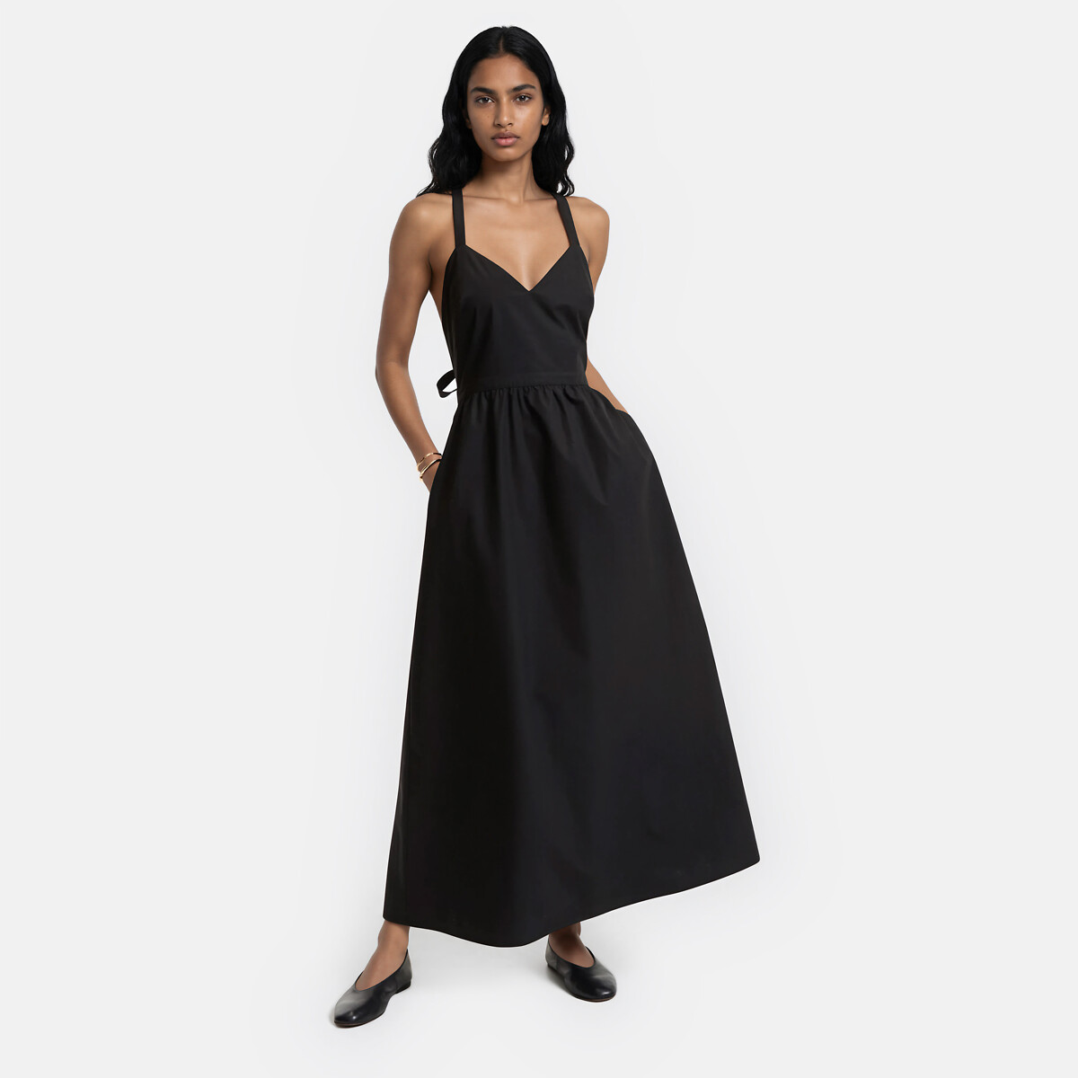 Abito lungo con spalline e scollo a V nero , LA REDOUTE COLLECTIONS