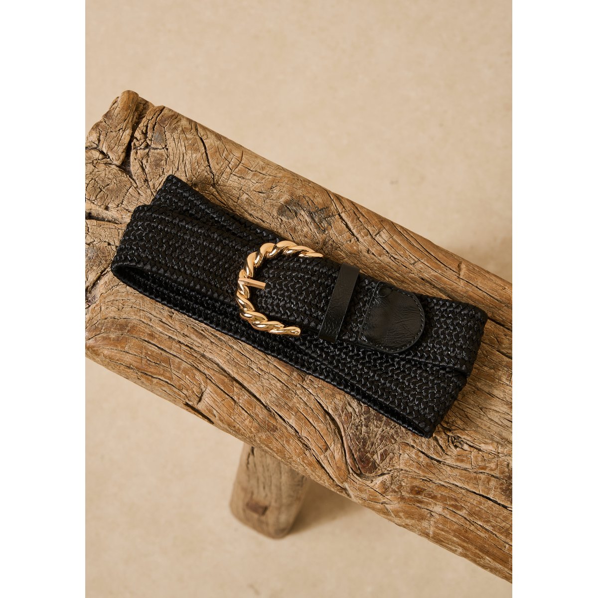 Ceinture élastiquée boucle twistée noir, LA FEE MARABOUTEE