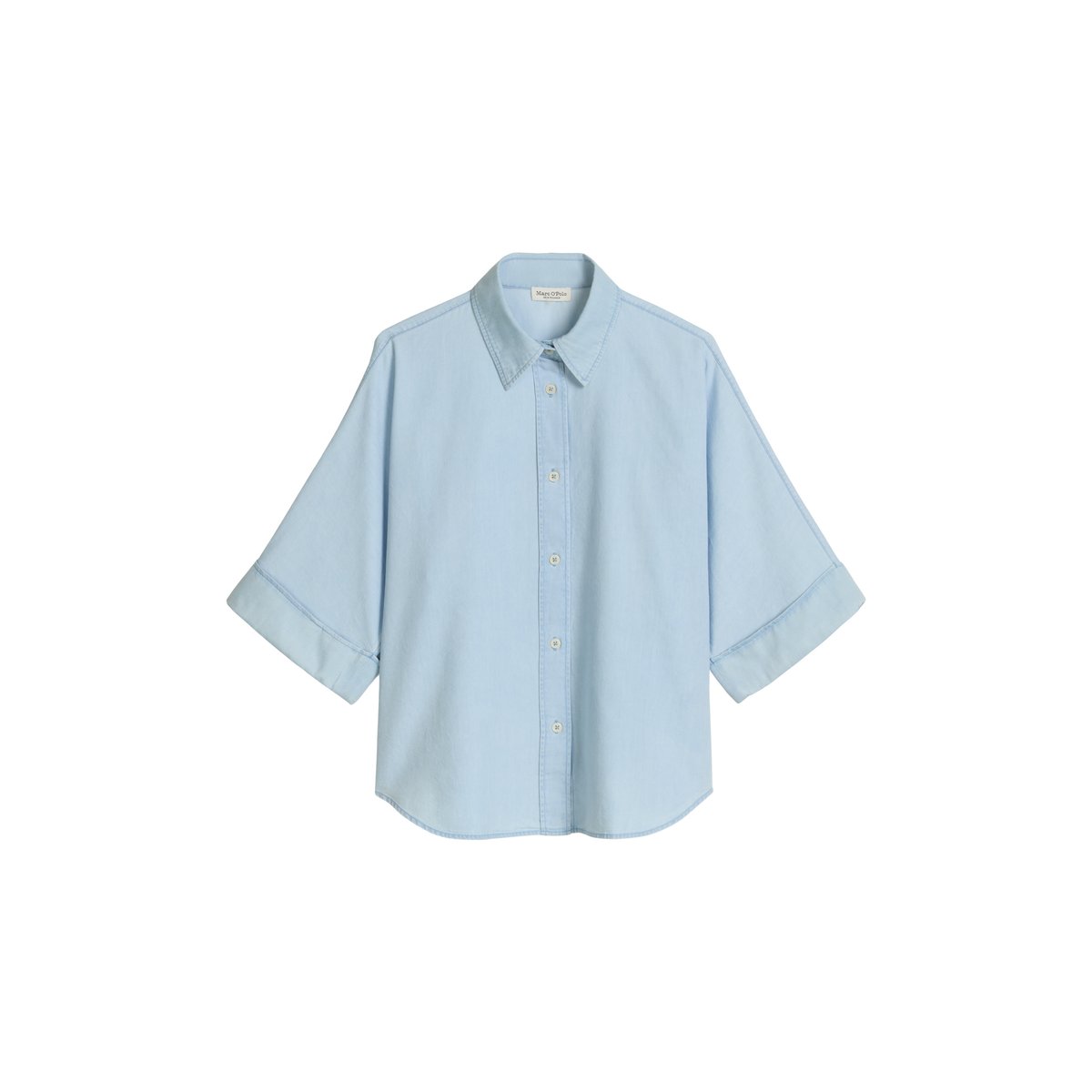 Blouse en denim relaxed avec Tencel™ Lyocell bleu clair, MARC O'POLO
