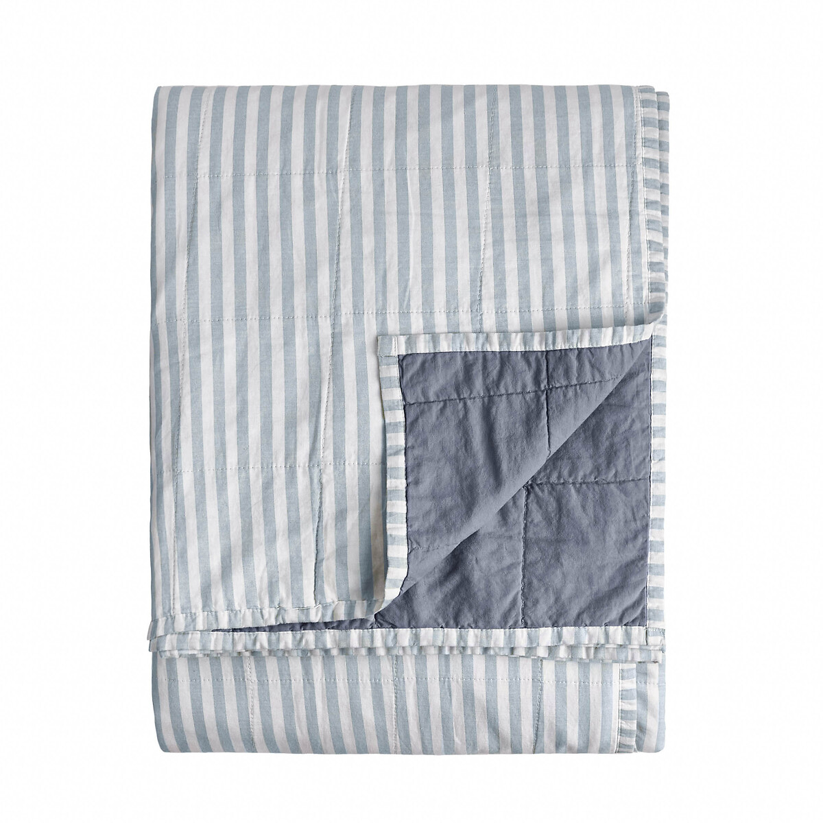 Hebden Quilted Stripe 100% Cotton Bedspread - 265x265cm mineral blue, YARD
