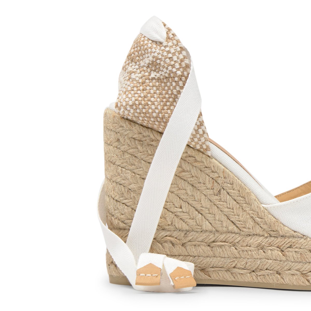 Espadrilles compensées en jute tressée à découpe en V CHIARA EXTRA PLATFORM blanc, CASTANER