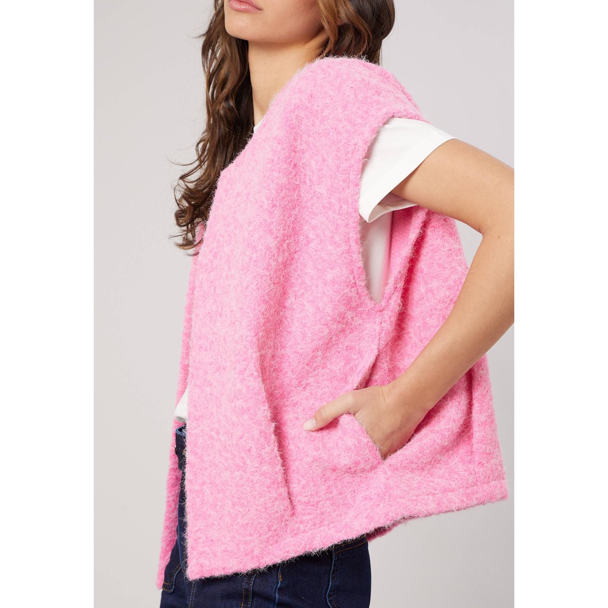 Gilet ample sans manches femme SLOANE rose, DEELUXE