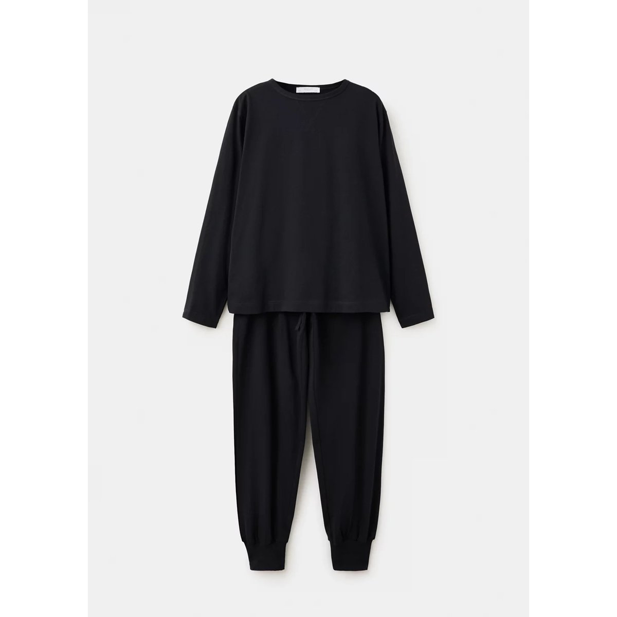 Pyjama deux pièces coton uni noir, MANGO
