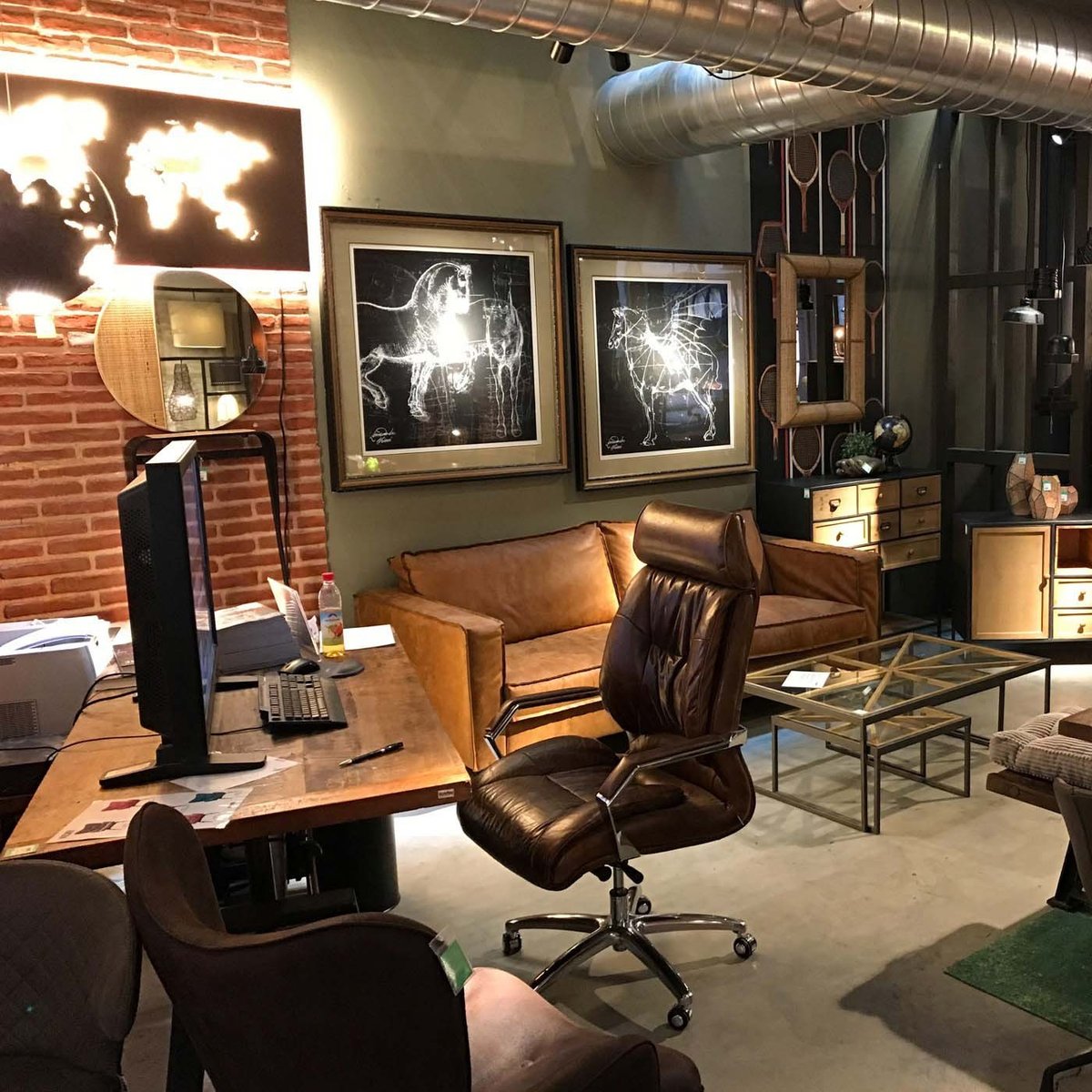 Fauteuil de bureau en cuir, CIGAR LOUNGE couleur unique, KARE DESIGN
