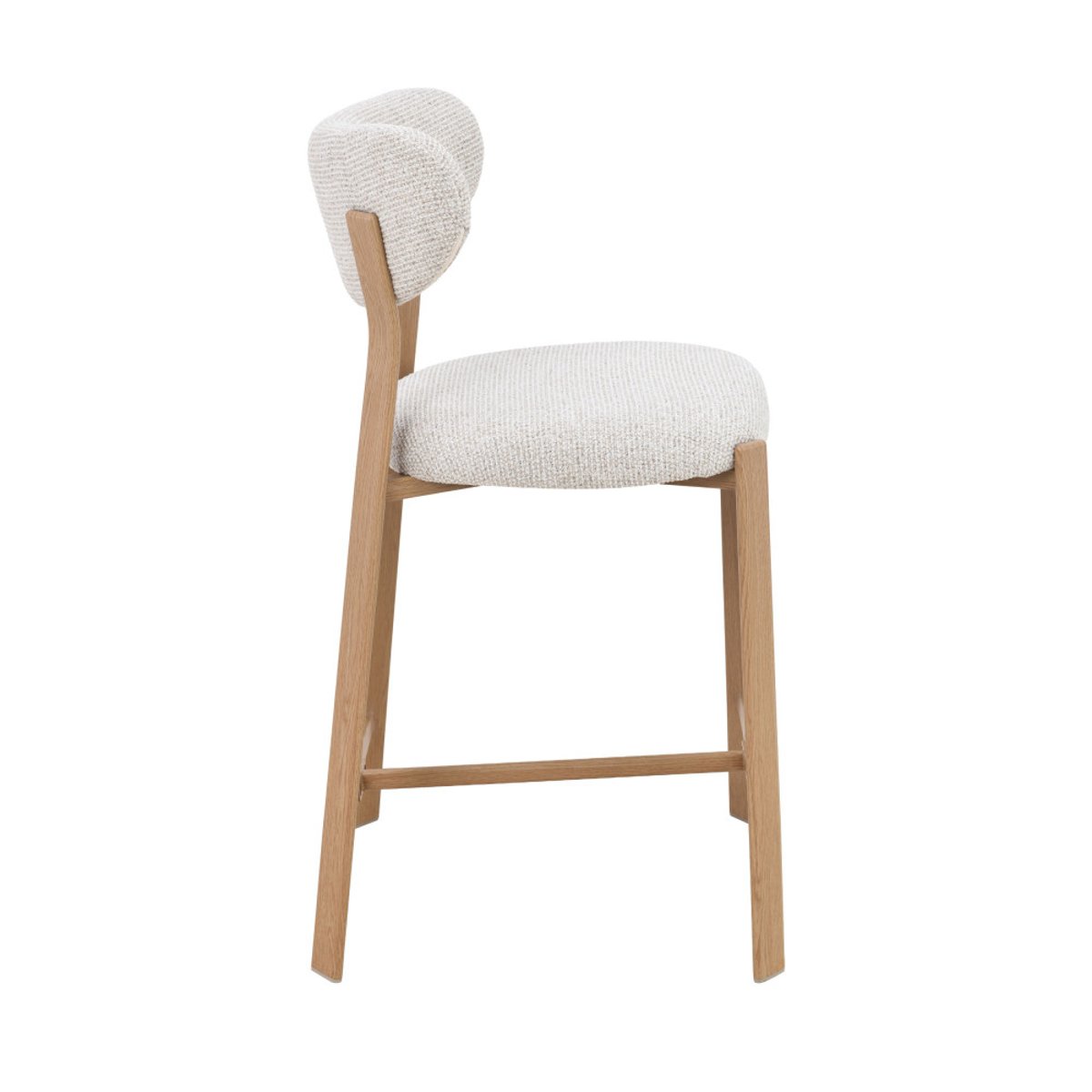 Lot de 2 chaises de bar en tissu piètement effet bois clair H65cm- LUNARA beige chiné, DRAWER
