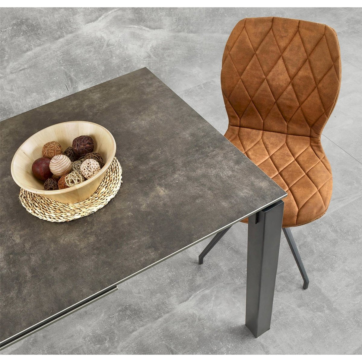 Table extensible céramique collection BIVIELY gris graphite et noir, RECOLLECTION
