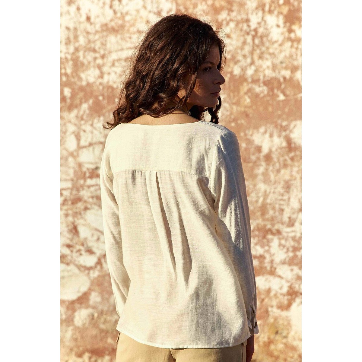 Bevin Long Sleeve Grandad Collar Blouse ecru , LA PETITE ETOILE