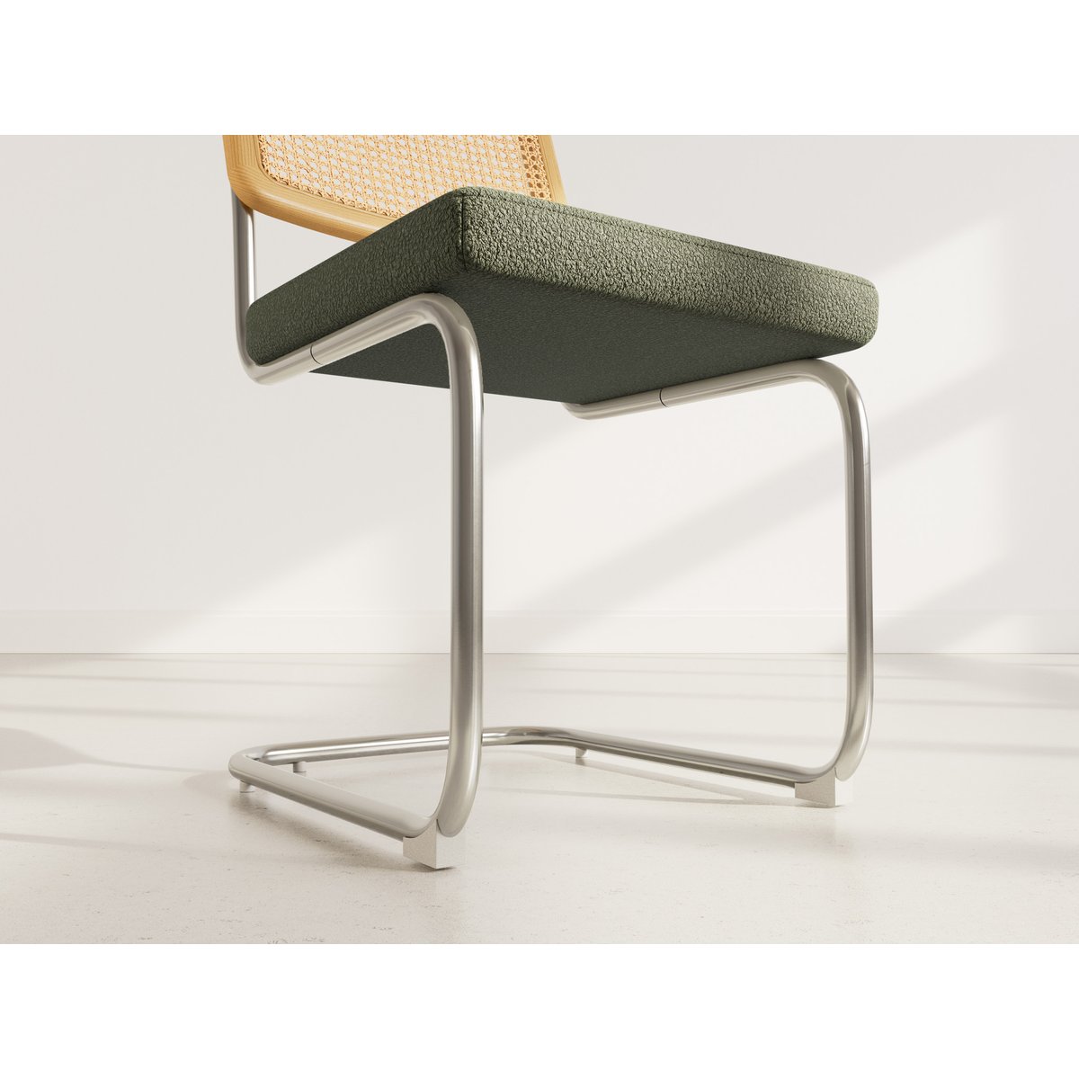 Lot de 2 chaises en tissu bouclette, DAMIANO vert kaki, BEST MOBILIER