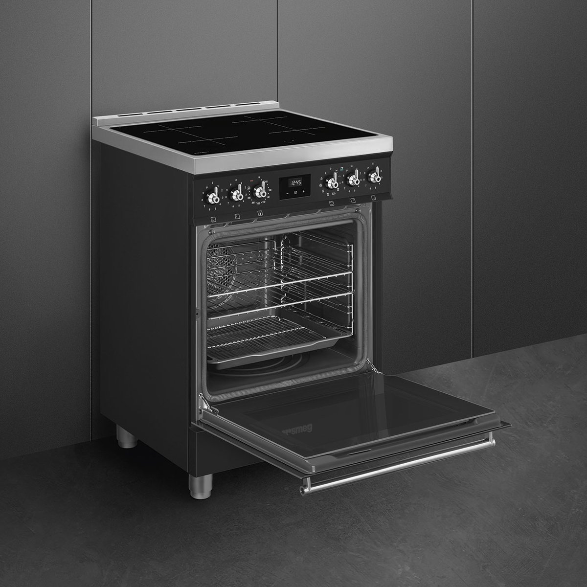 Piano de cuisson induction 4 feux 60 cm C6IP noir mat noir mat, SMEG