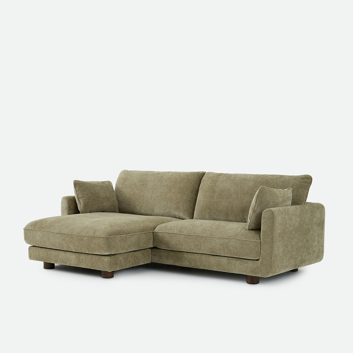 Divano letto angolare a 3 posti in ciniglia jacquard, EMILIO verde salvia, LA REDOUTE INTERIEURS