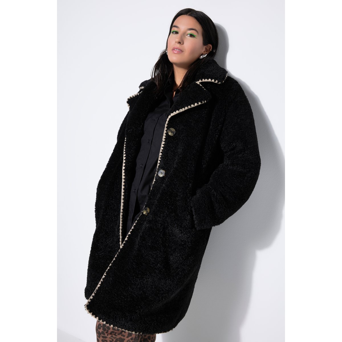 Manteau en polaire bouclée noir, STUDIO UNTOLD