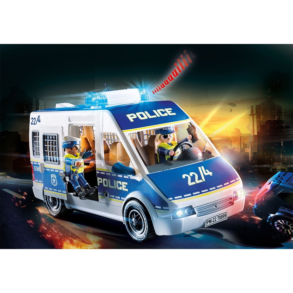 City Action Fourgon de police avec effets lumineux et sonores multicolore, PLAYMOBIL