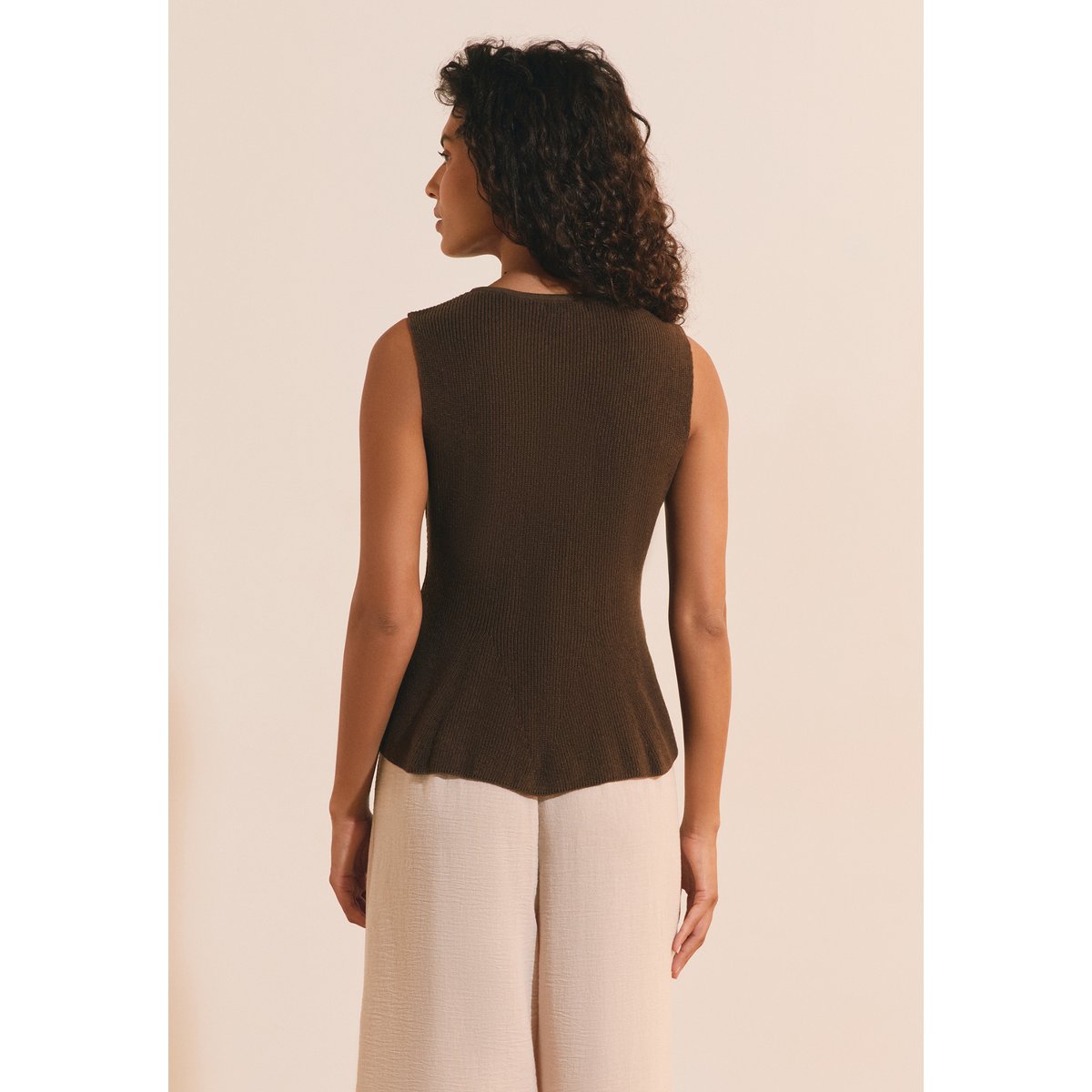 Cardigan sans manches avec coton SOAN CARDI chocolat, ETAM