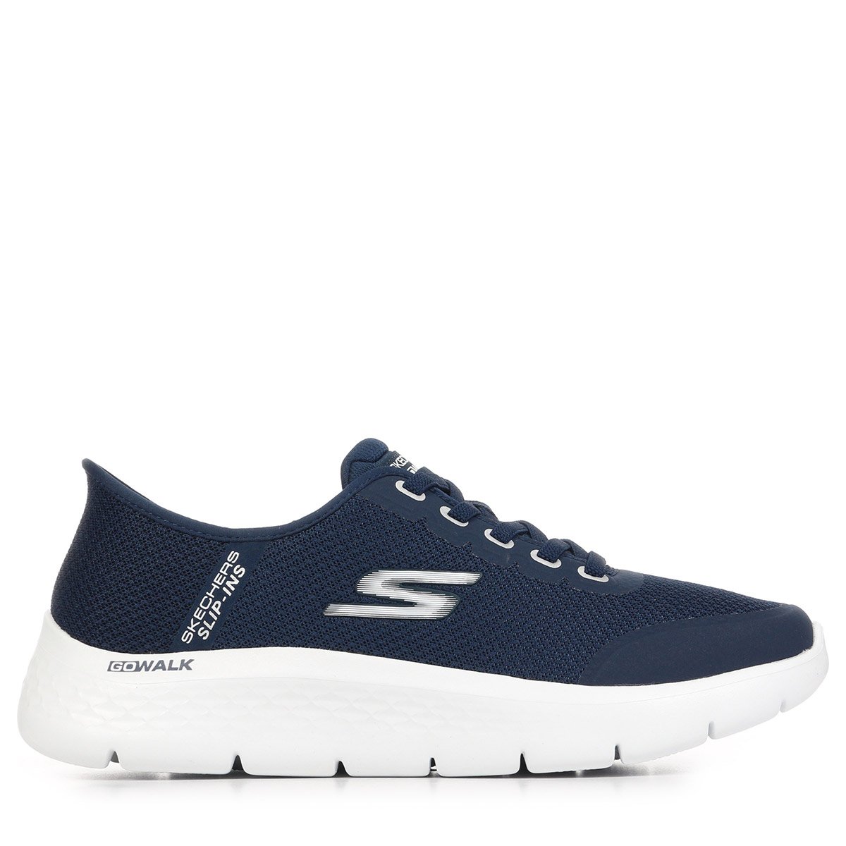Baskets blanches avec une semelle plate et une fermeture slip-on navy white, SKECHERS