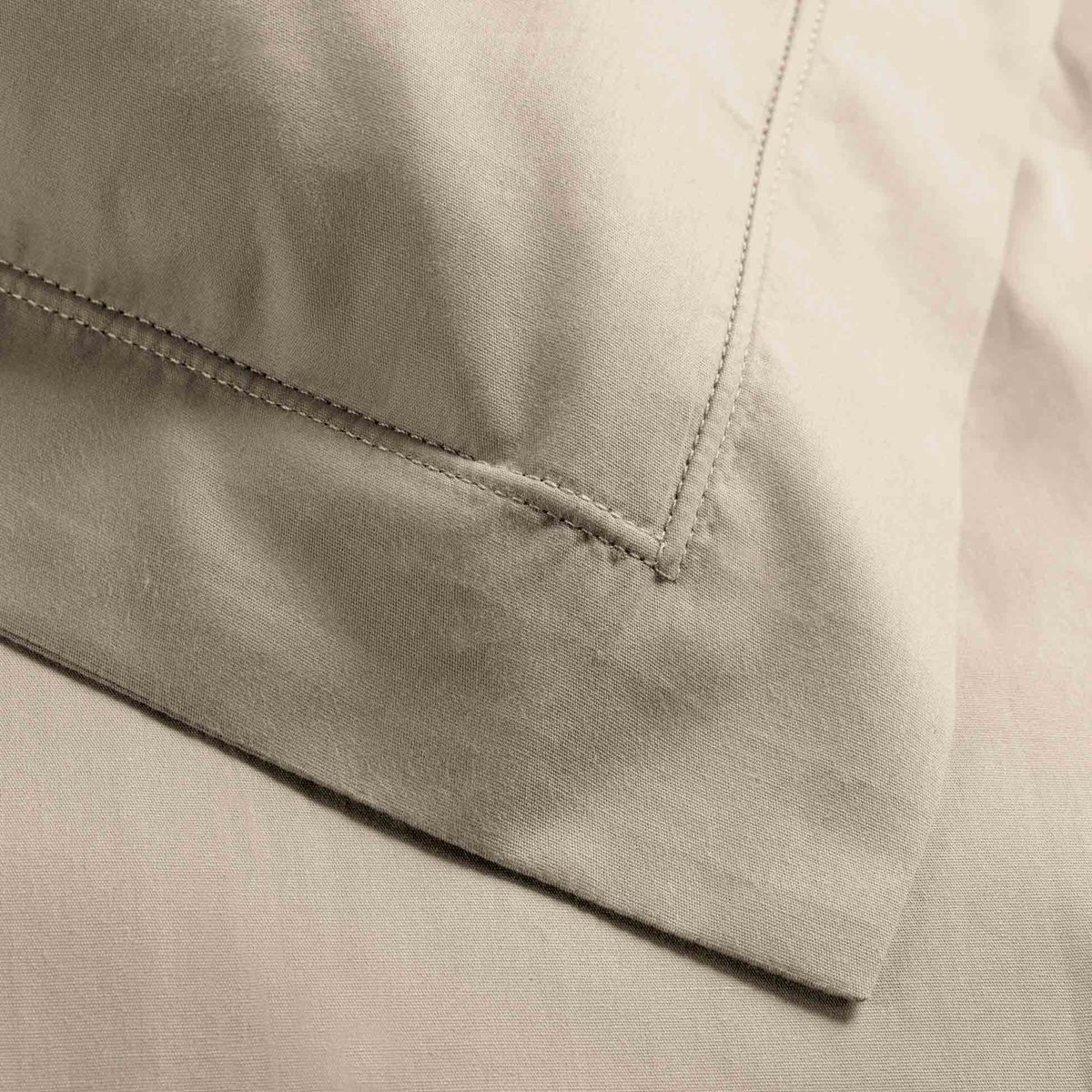 Taie d'oreiller volant plat 100% percale de coton ORIGINE sable, DOUCEUR D'INTÉRIEUR