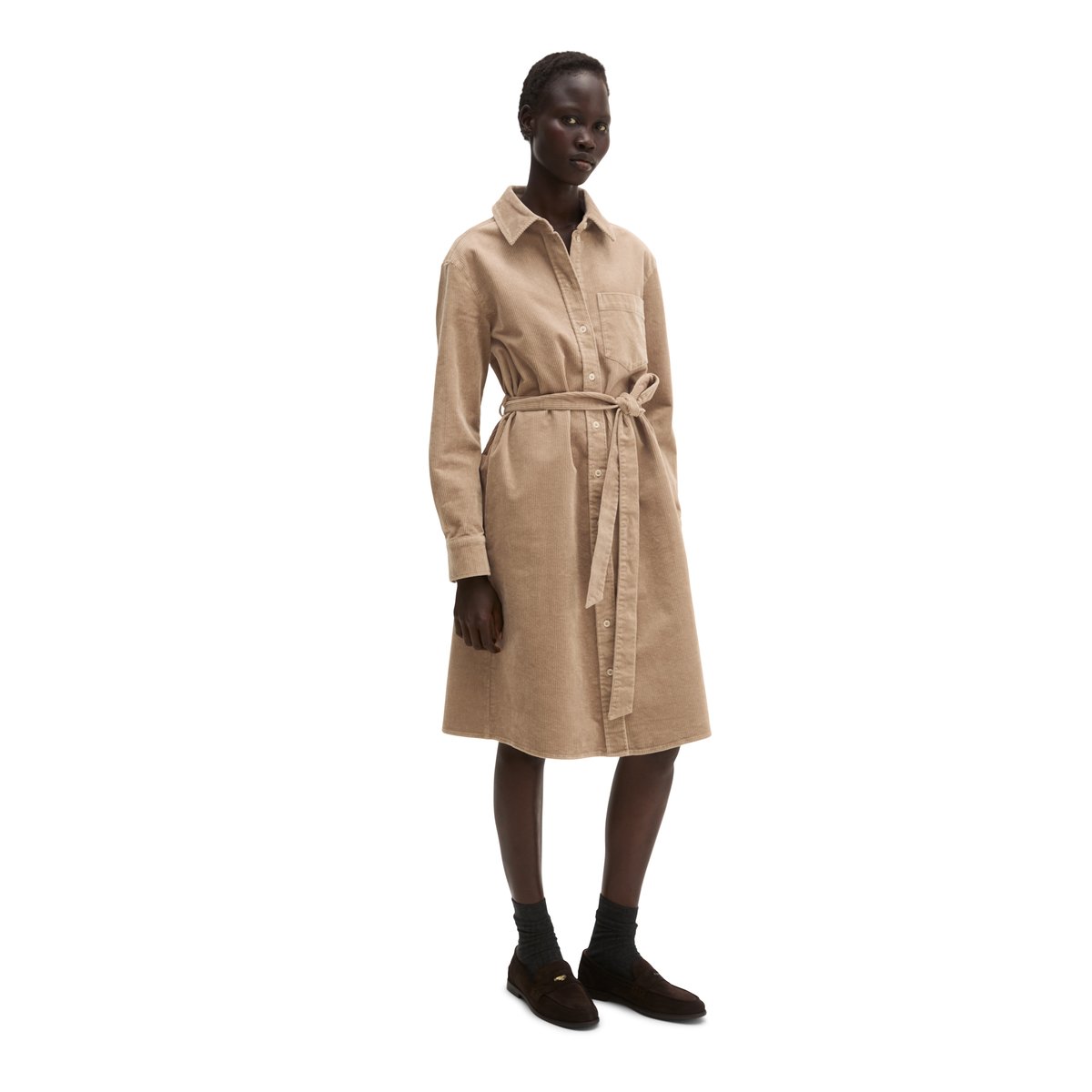 Robe en velours côtelé, coupe classique avec une texture rainurée décontractée beige, MARC O'POLO