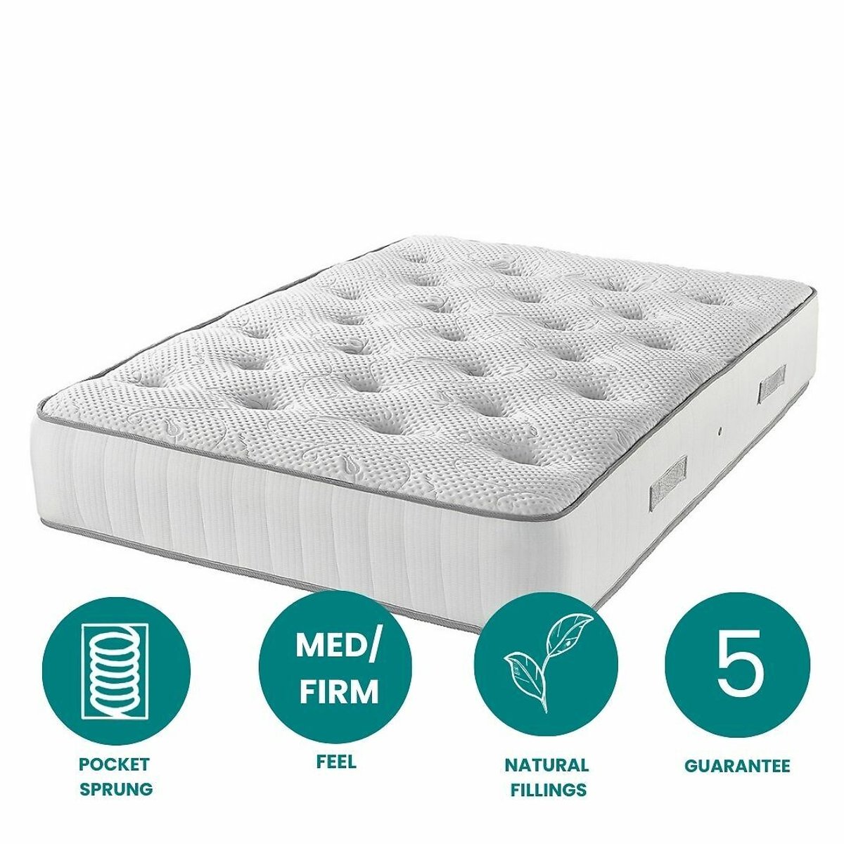 Natural Cashmere 1000 Pocket Mattress white, ASPIRE
