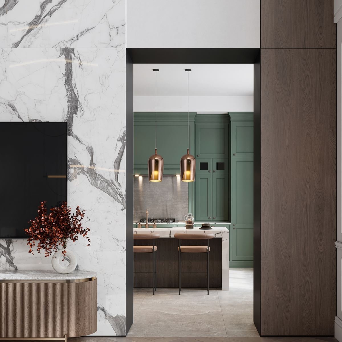 Suspension en verre design, D.22.5 , ELSA cuivre, MANTRA
