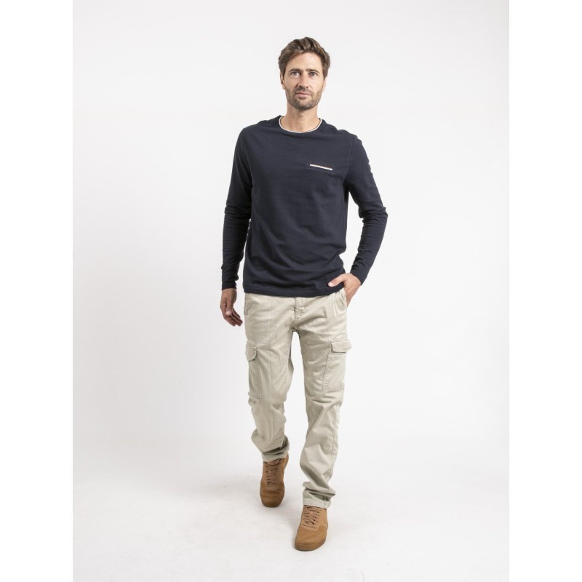 T-shirt Manches Longues Pur Coton Jinicole bleu marine, RITCHIE