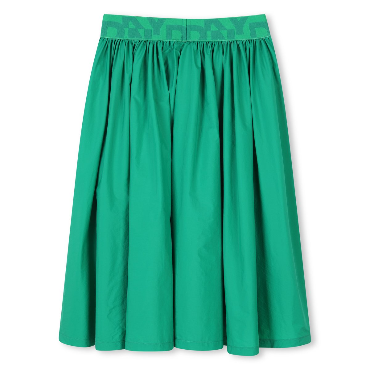 Jupe midi à taille élastiquée chartreuse, DKNY