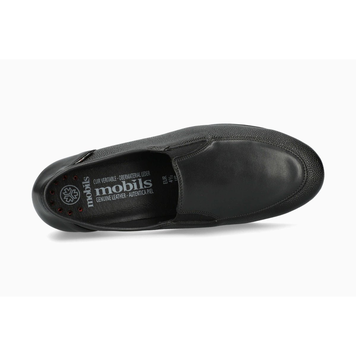 Mocassins en cuir / textile BERTINA noir 5143, MEPHISTO