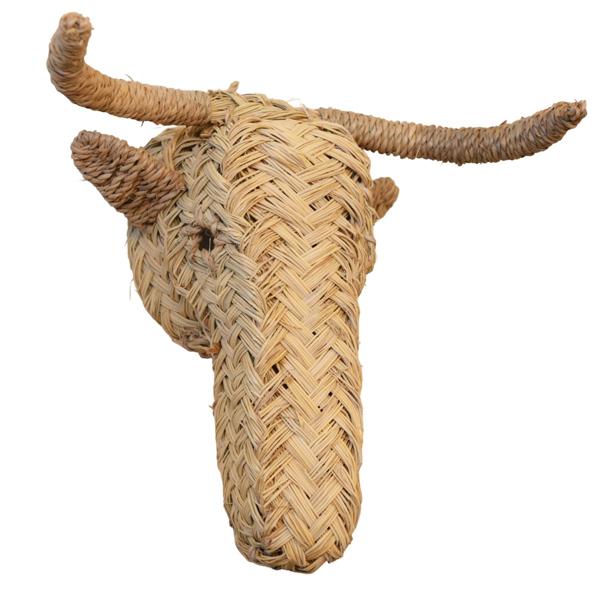 Déco murale petite tête d'élan en paille - LOJI naturel, HOME MAISON
