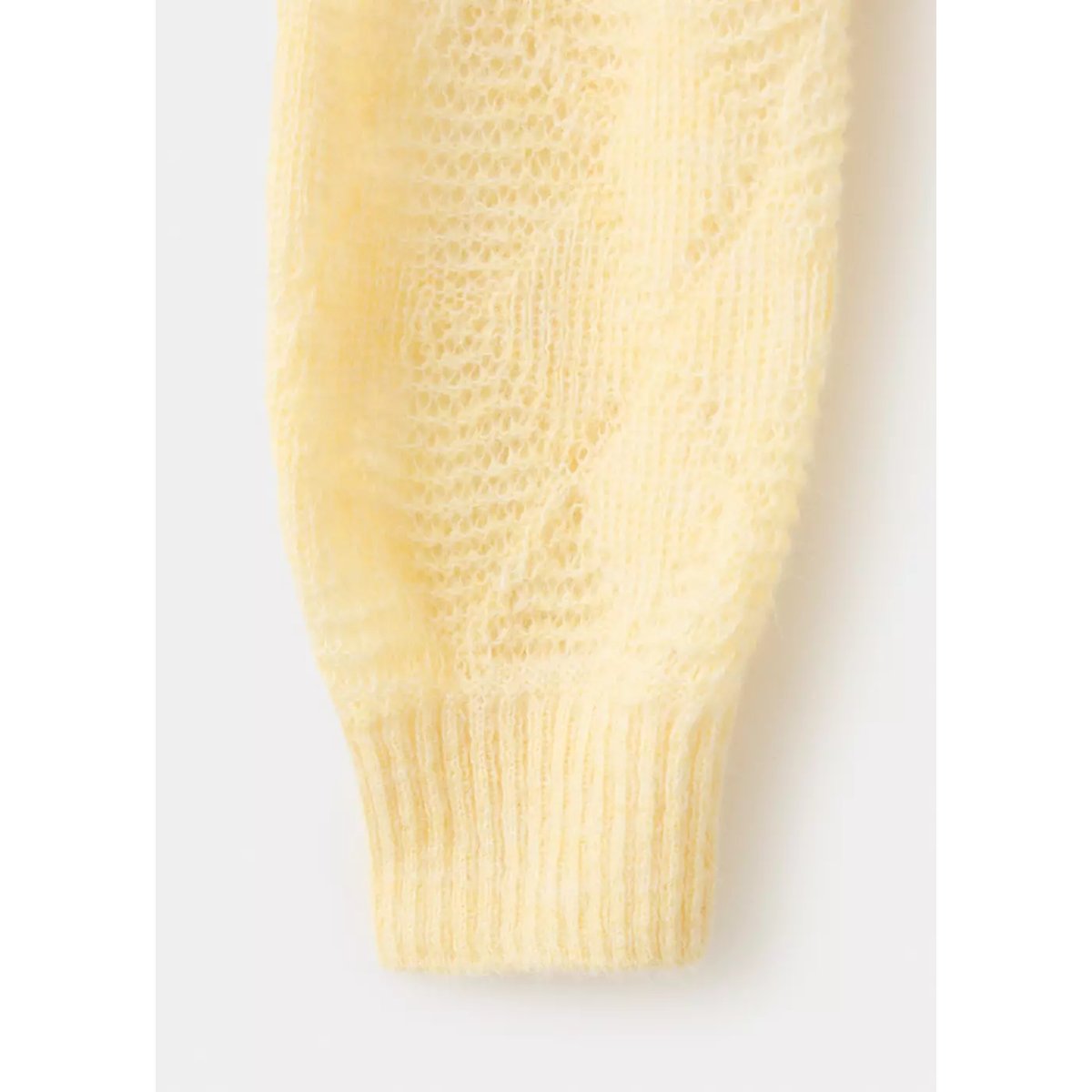 Cardigan maille ajourée losanges jaune pastel, MANGO
